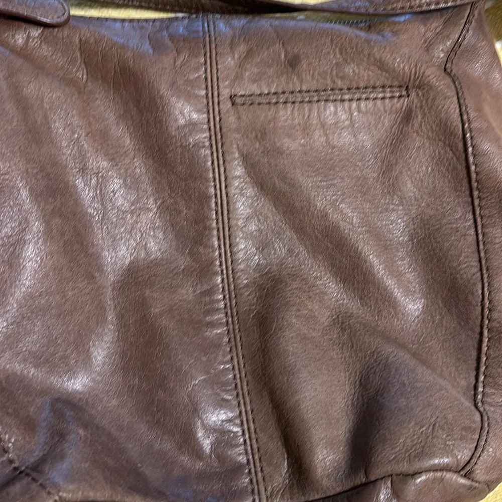The Sak Leather Handbag‎ Brown Hobo Bag Zipper Accents and Pockets One St…